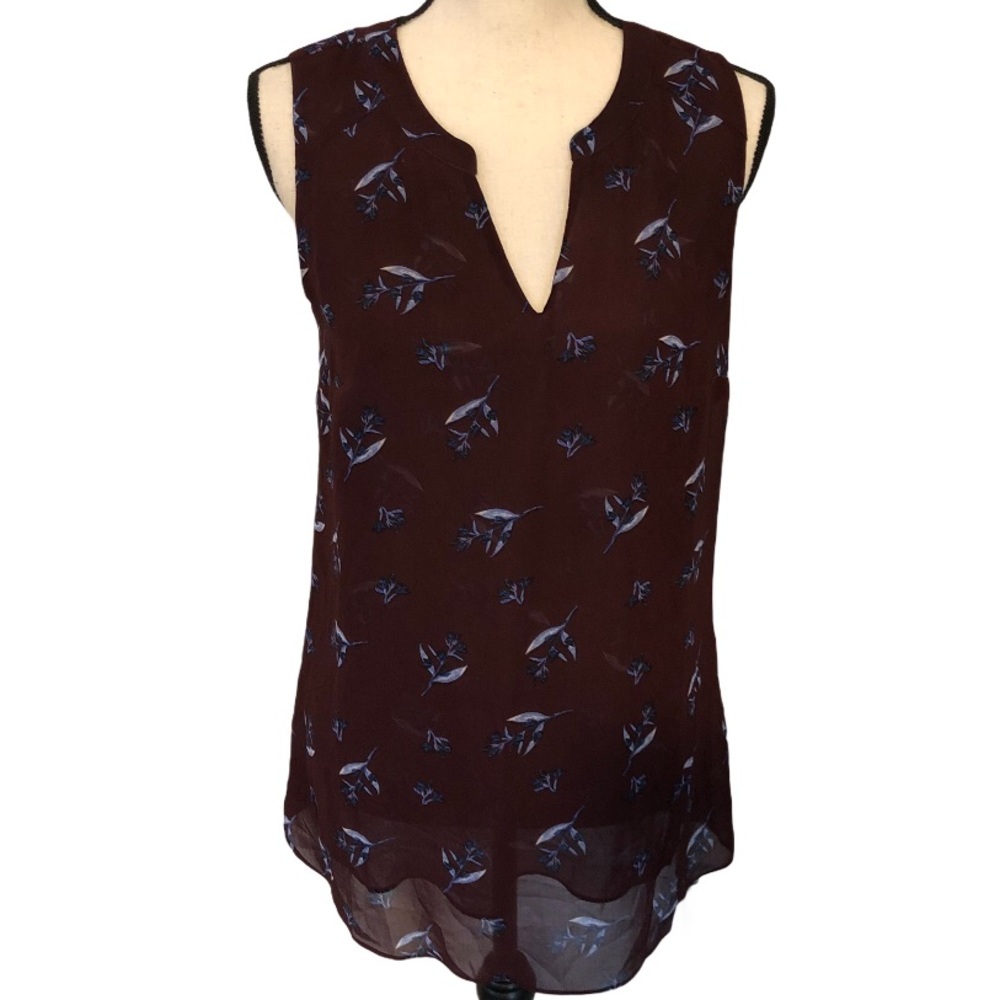 Cabi sleeveless burgundy floral tank blouse Size S